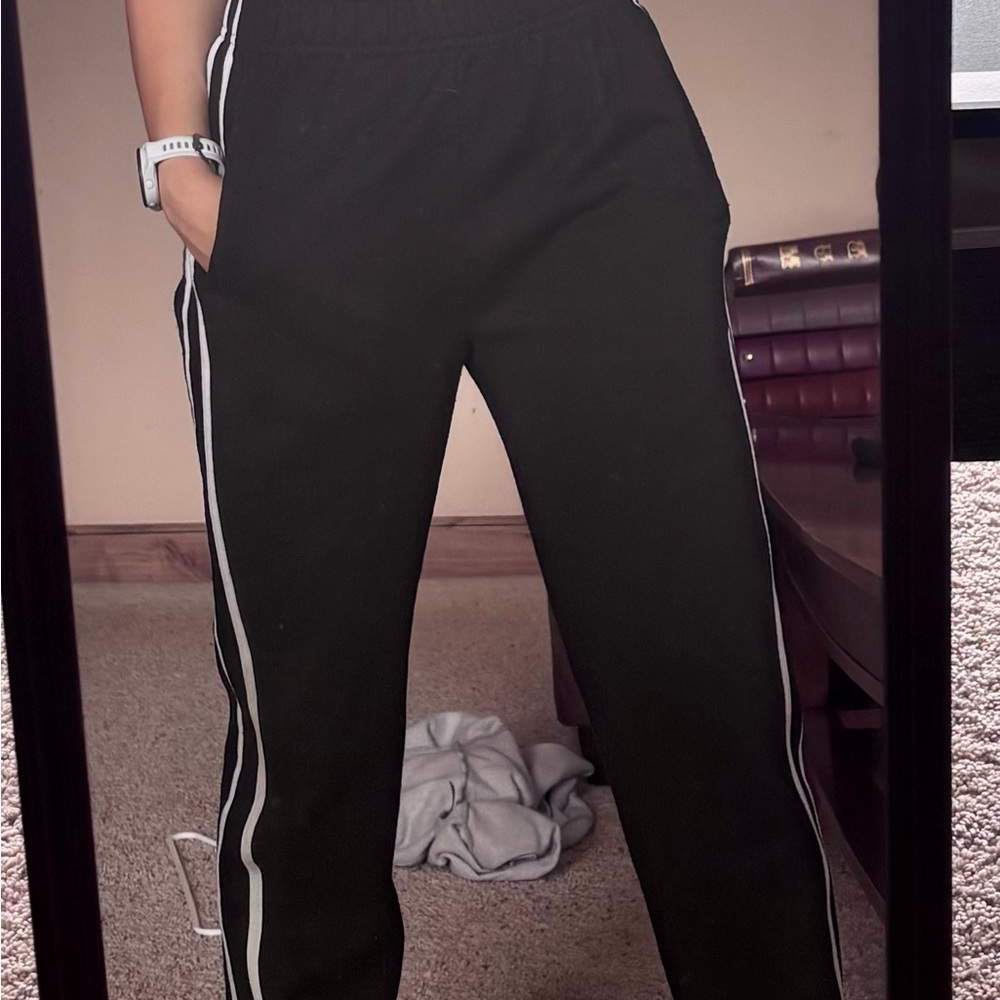 Prowest Black Track Pants with White Stripes